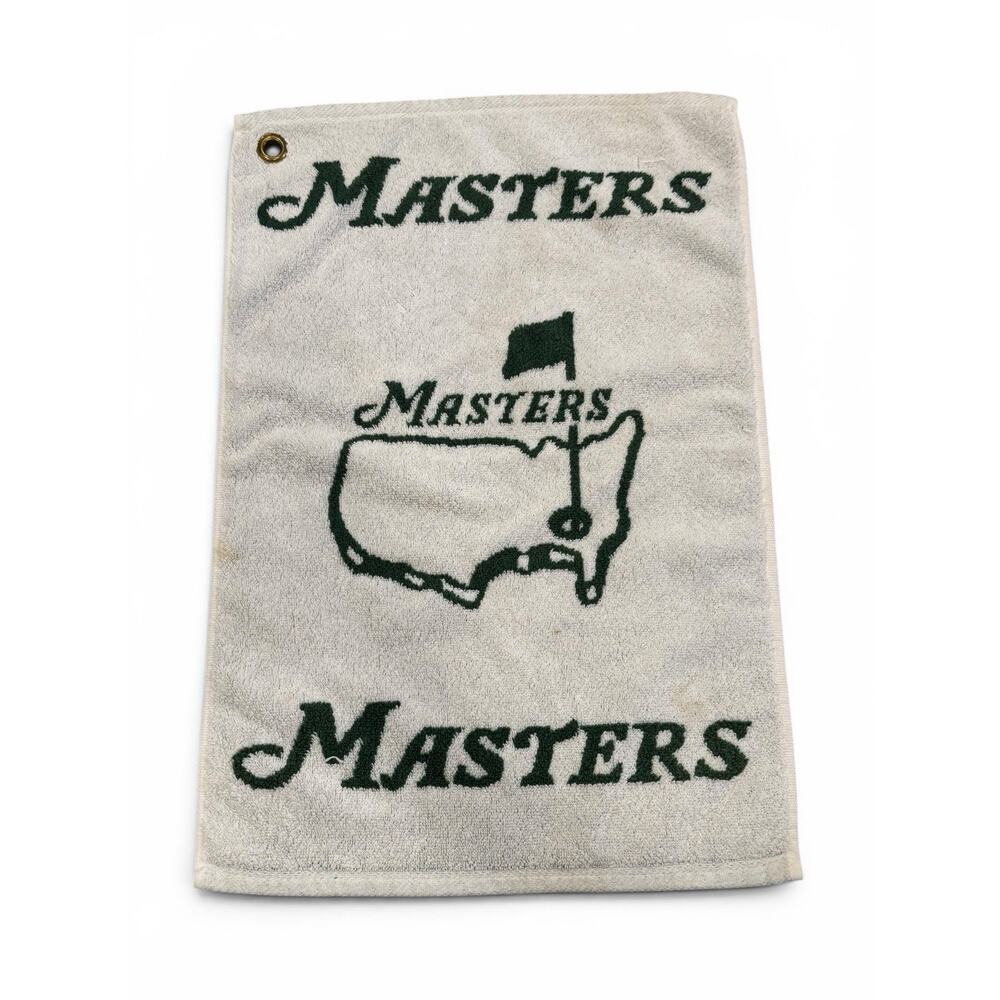 Vintage The Masters Tournament Green & White Golf Bag Towel Augusta READ